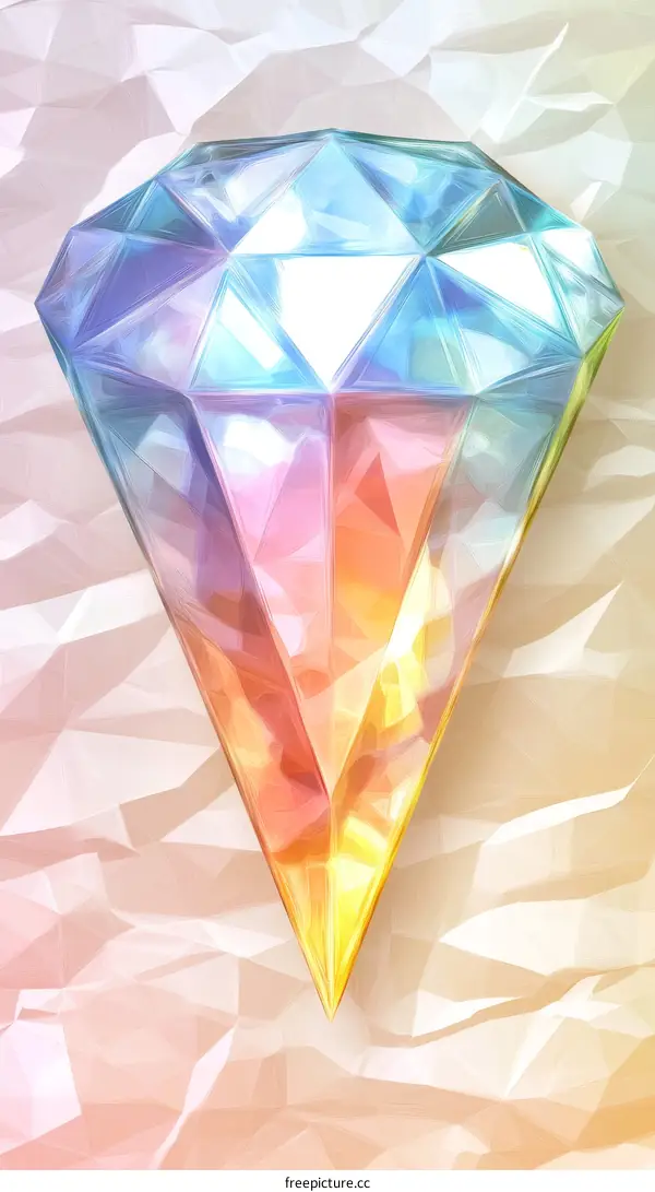 Colorful Diamond Illustration on Crumpled Paper