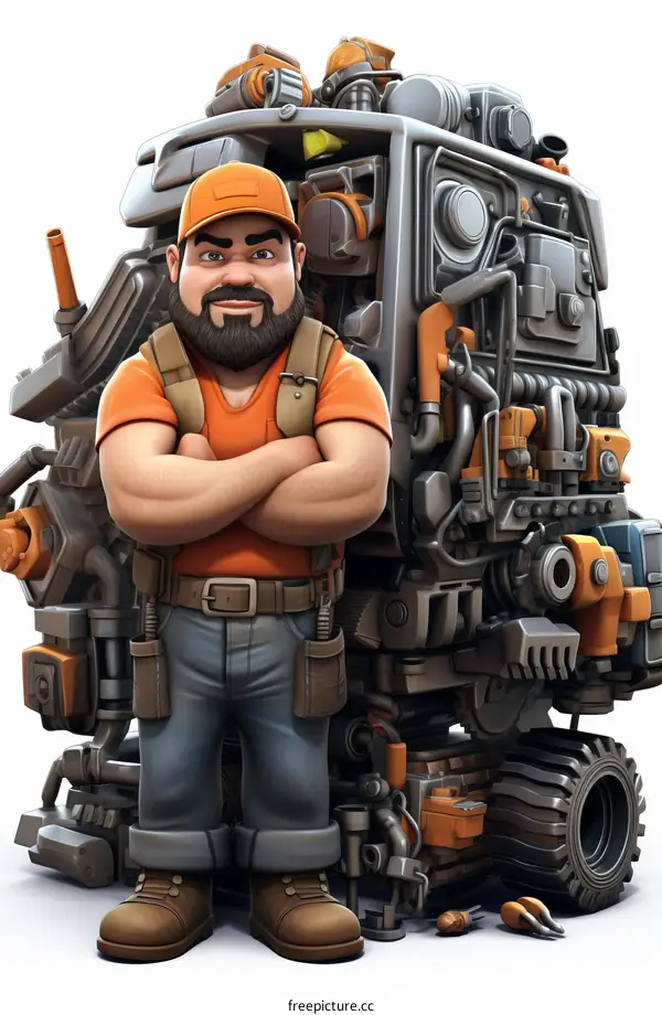 3D render of a cartoon style mechanic