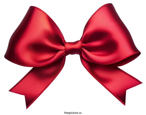 [Transparent Background PNG]Close-up Red Satin Ribbon Bow