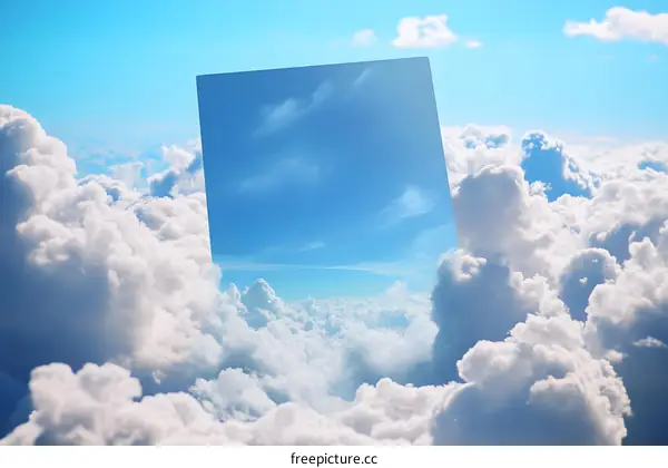 Sky View Through Clouds With Rectangular Window