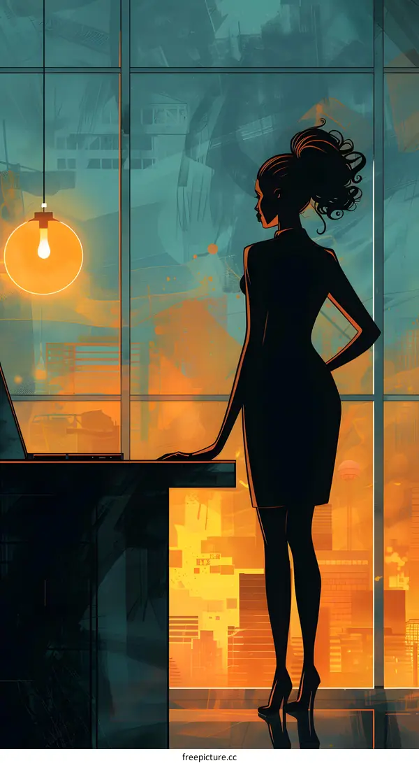 Businesswoman standing in front of window in office