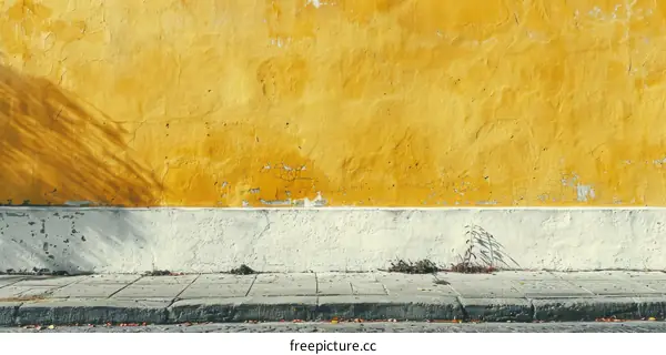 Yellow Wall with White Base and Grey Floor