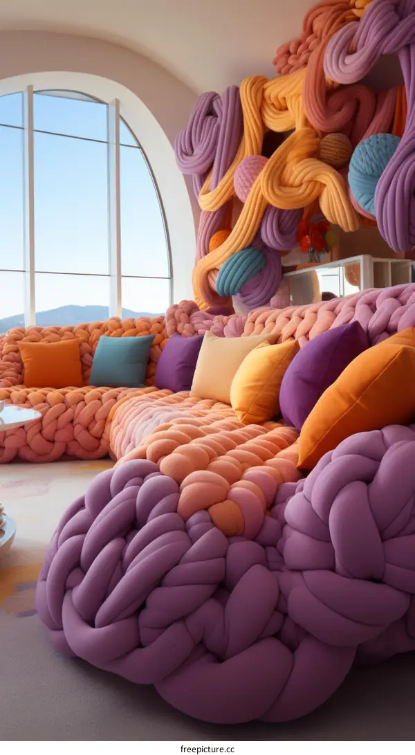Colorful yarn sofa