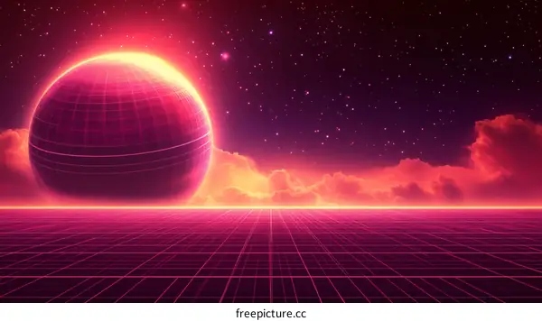 Retro Futuristic Planet Landscape