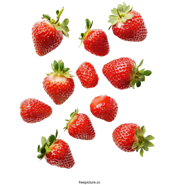 [Transparent Background PNG]Fresh Strawberries Isolated on White Background