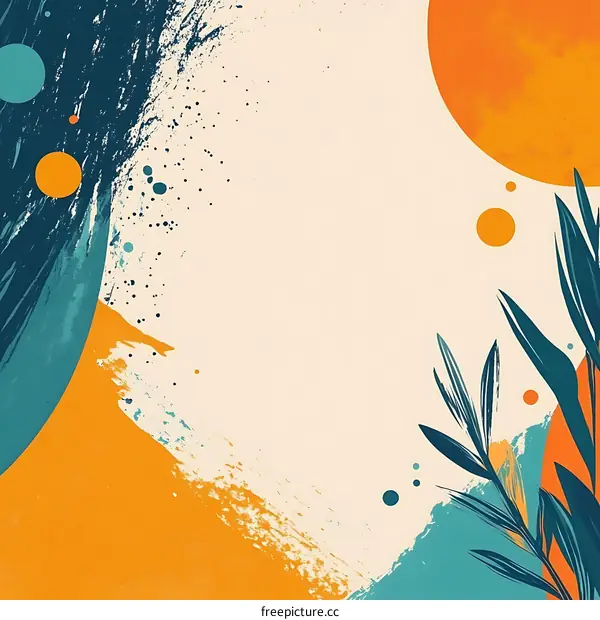 Abstract Background With Yellow And Blue Paint Strokes And Circles