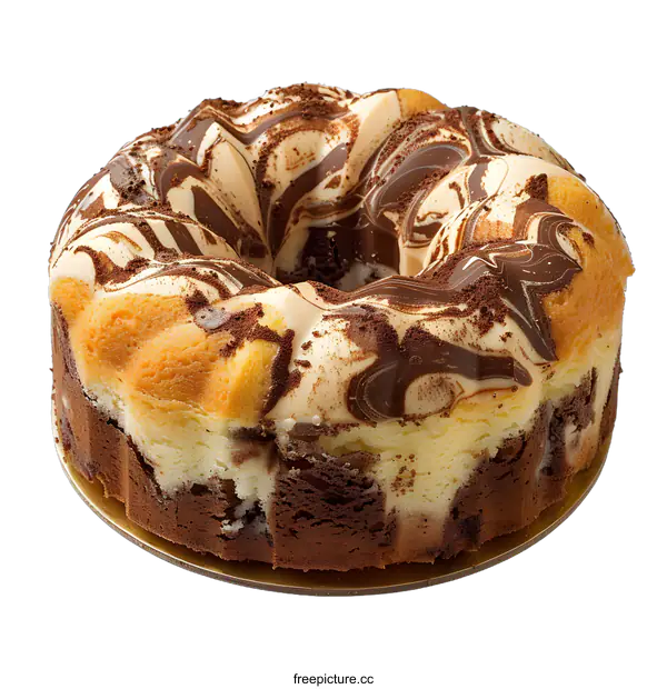 [Transparent Background PNG]A marbled bundt cake on a white background