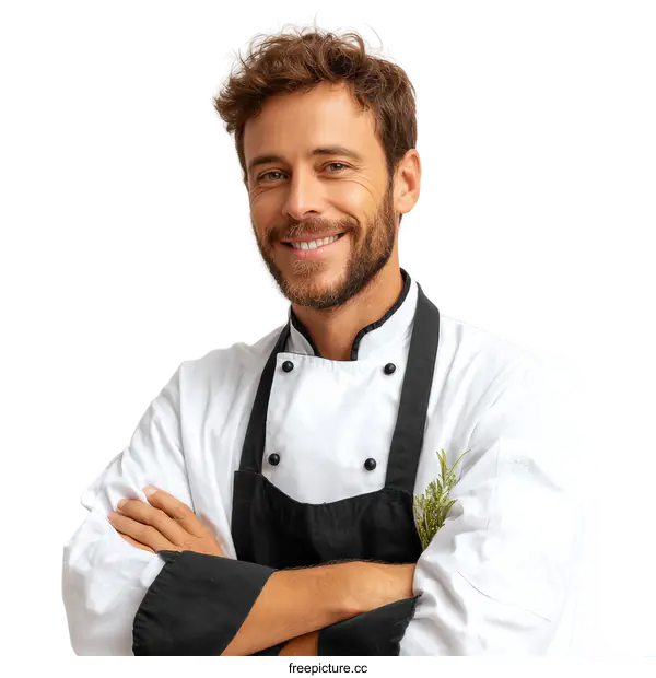 [Transparent Background PNG]Confident Chef Portrait Against White Background
