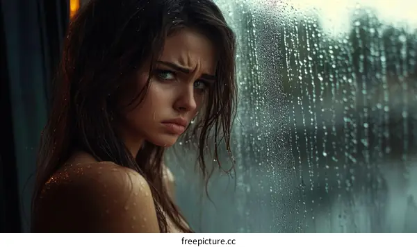 Rainy Day Reflection of a Woman