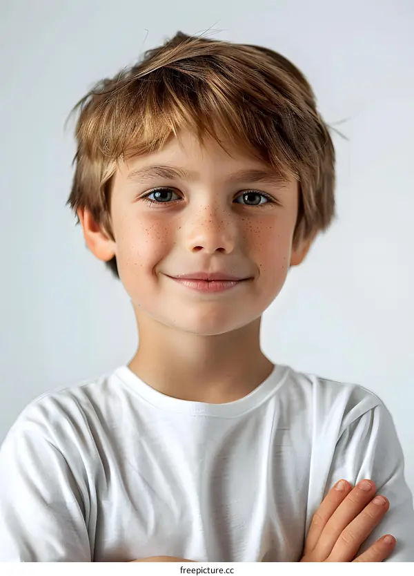 Portrait of a young boy with freckles