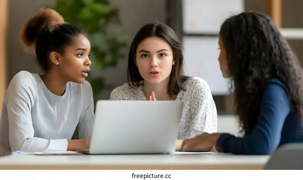 Business Meeting of Three Diverse Colleagues