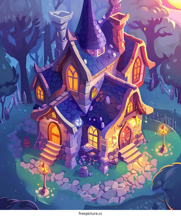 Enchanted Forest Cottage Illustration