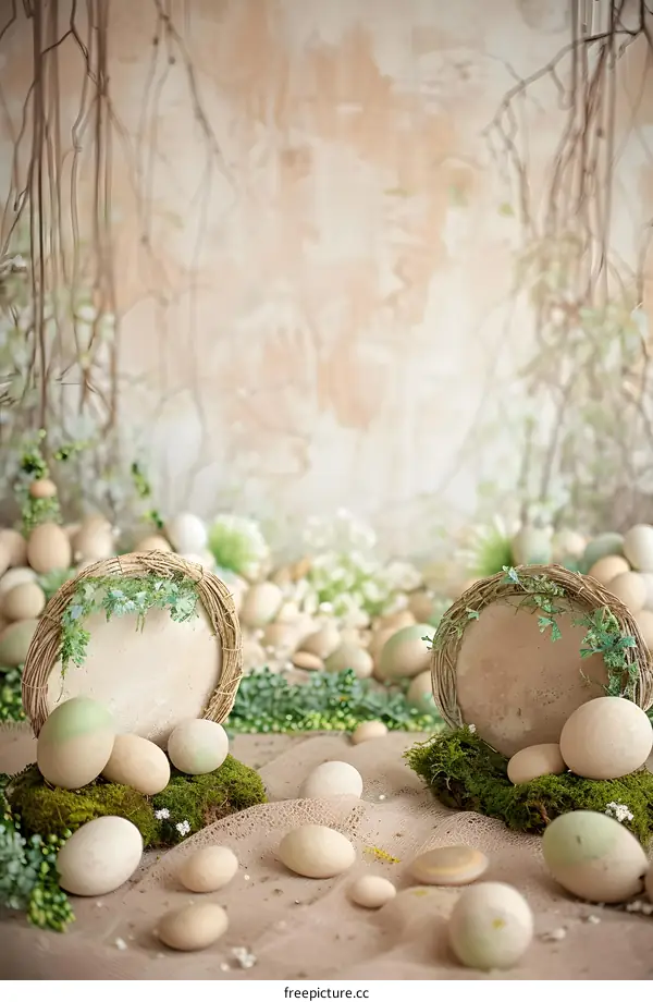 Easter Egg Nest Background Spring Green