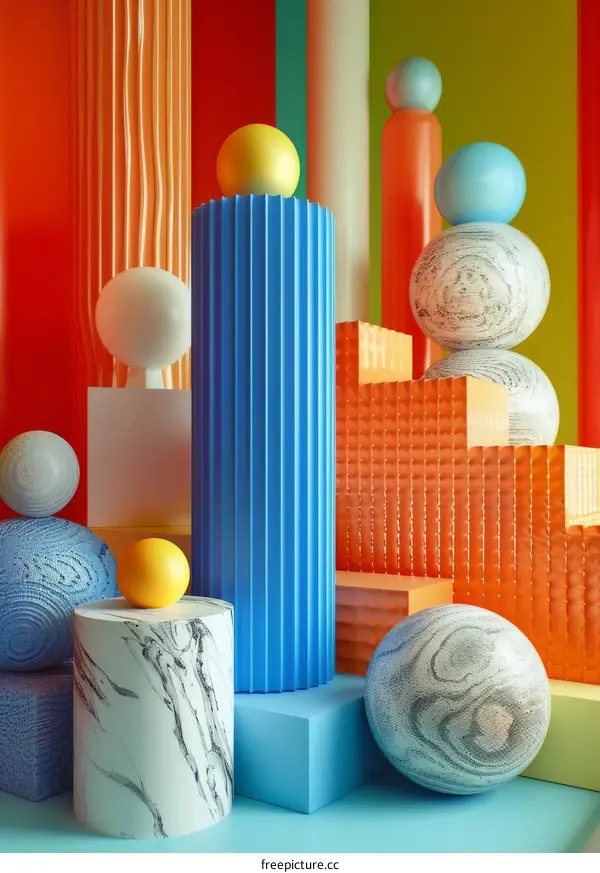 Colorful Abstract Geometric Shapes Composition