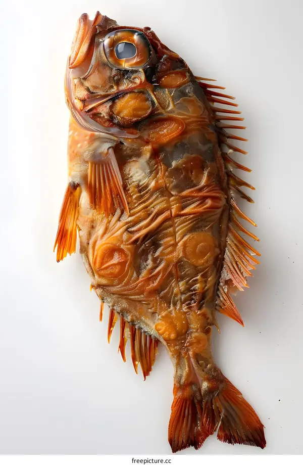 Grilled Fish on White Background