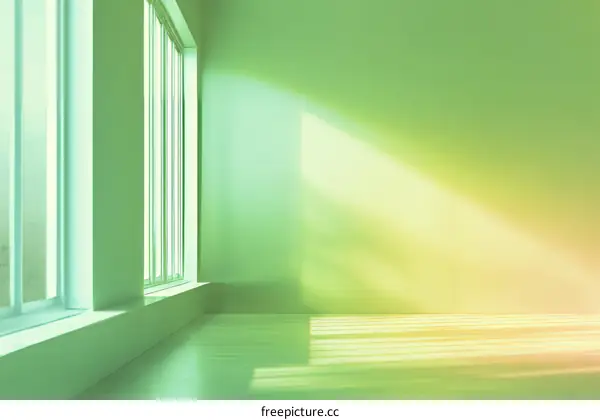 Empty Room with Sunlight Streaking Through Windows