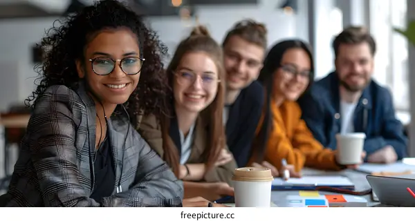 portrait of a group of young professionals in a casual meeting