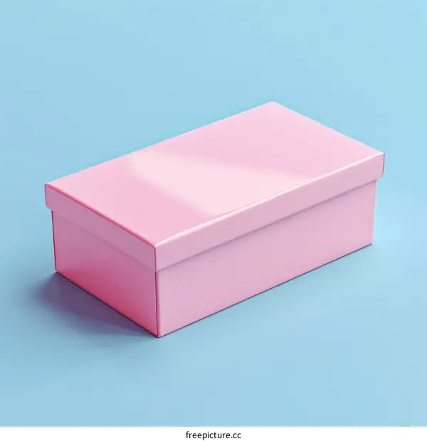 Pink shoe box on blue background