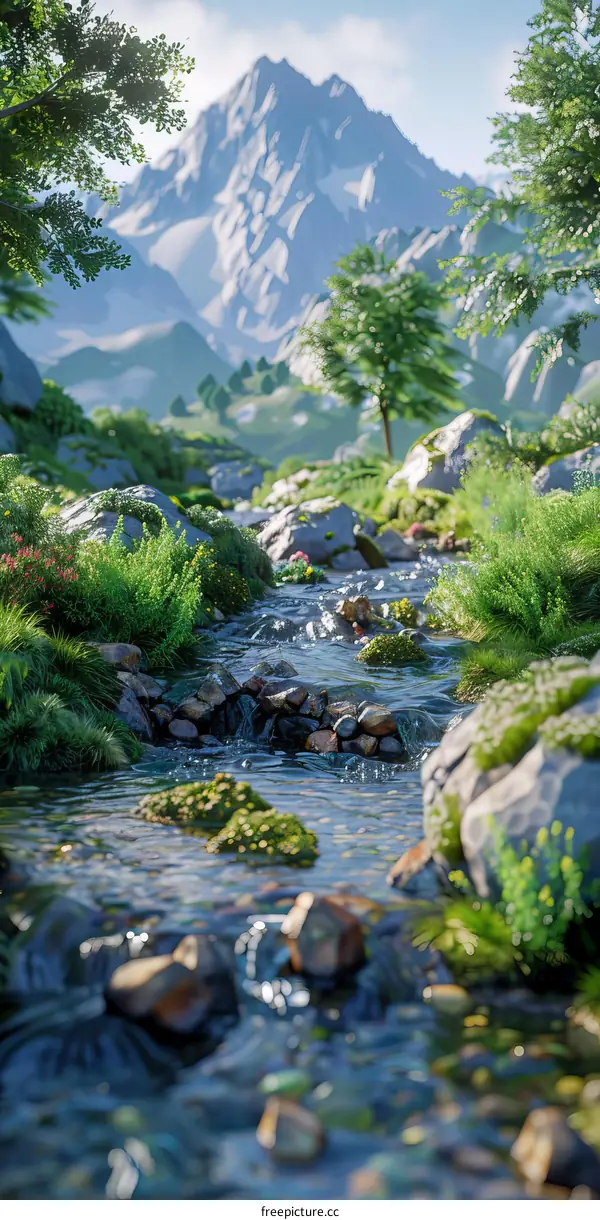 Stunning Mountain Landscape with River and Trees