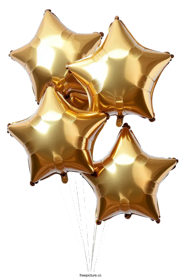 [Transparent Background PNG]Golden Star Balloons Celebration Decoration