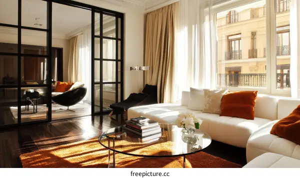 Modern Living Room with Large Windows