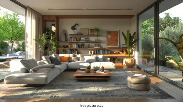 Modern Open-Plan Living Room with Minimalist Design