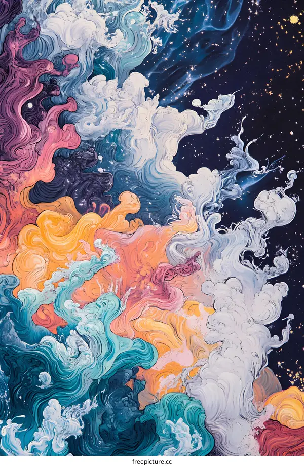 Abstract Colorful Swirls Painting