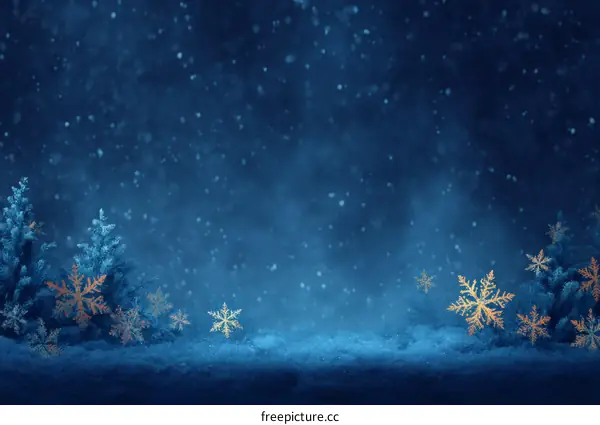 Winter Night Snowy Landscape Illustration