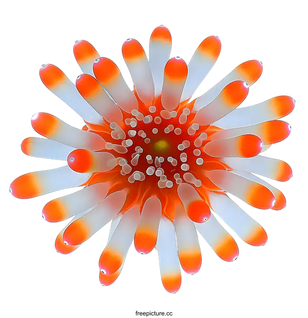 [Transparent Background PNG]Close Up Orange and White Anemone