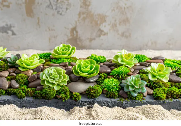 Succulents and Stones in a Zen Garden