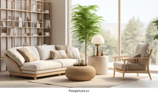 Elegant Living Room Interior with Lots of Natural Light