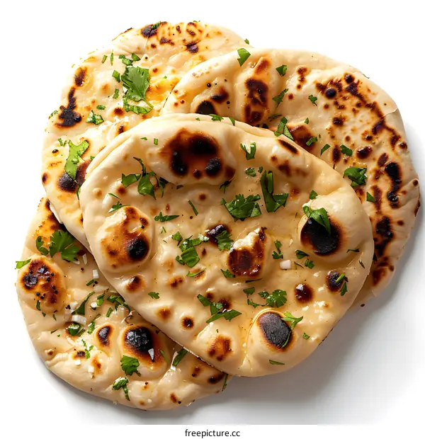 overhead view of naan bread