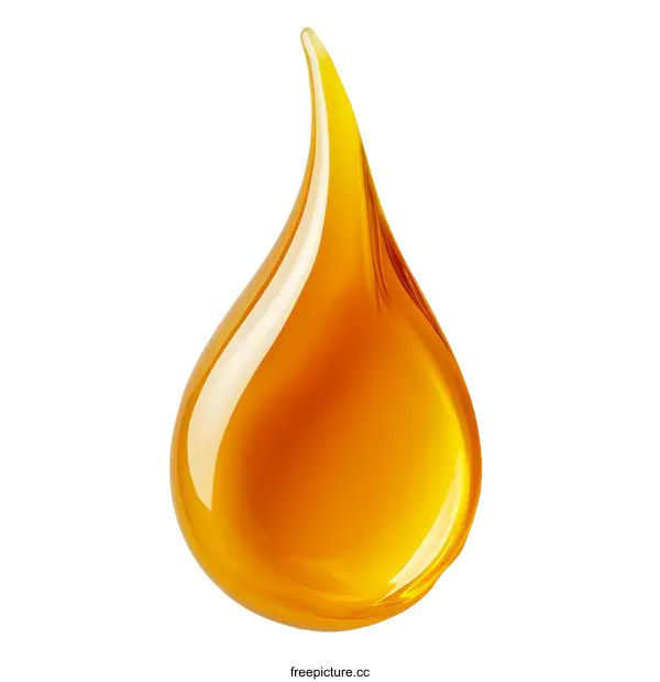 [Transparent Background PNG]Closeup of a Golden Drop of Liquid