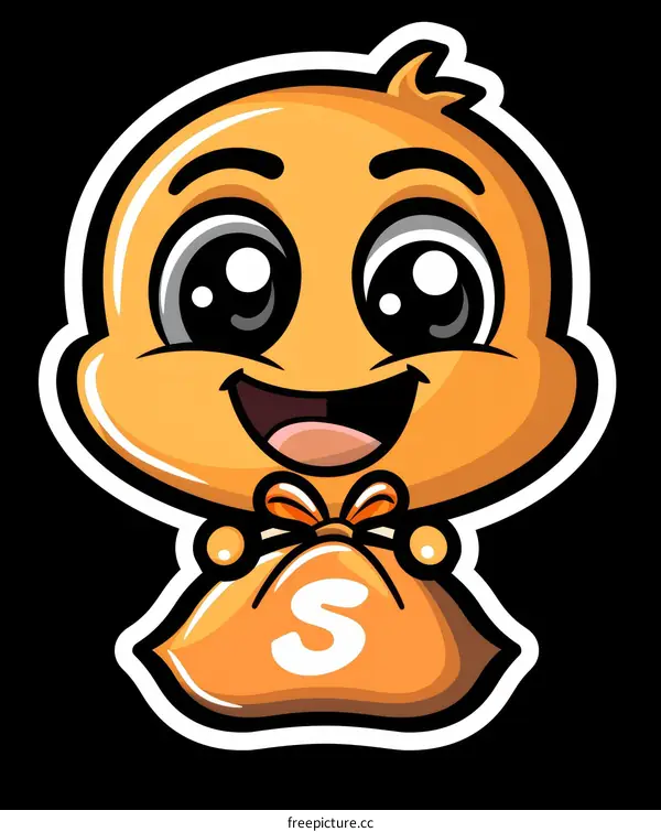 Cute Orange Mascot Holding Money Bag
