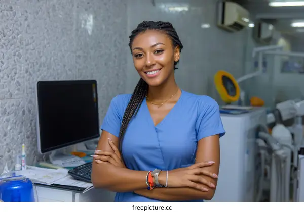 African Woman Doctor Portrait in Clinic