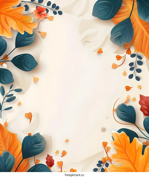 Autumn Leaves Illustration with White Background