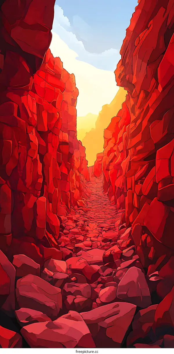 Red Canyon Stone Path Landscape Illustration