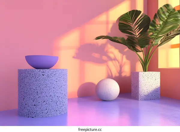 Minimalist Interior Design with Pastel Colors and Geometric Shapes