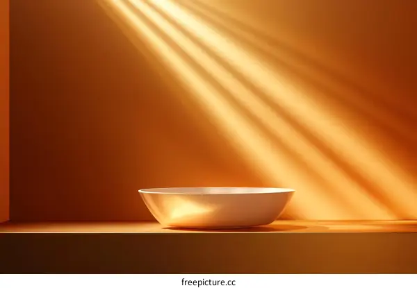 Warm Sunlight Illuminating a White Bowl