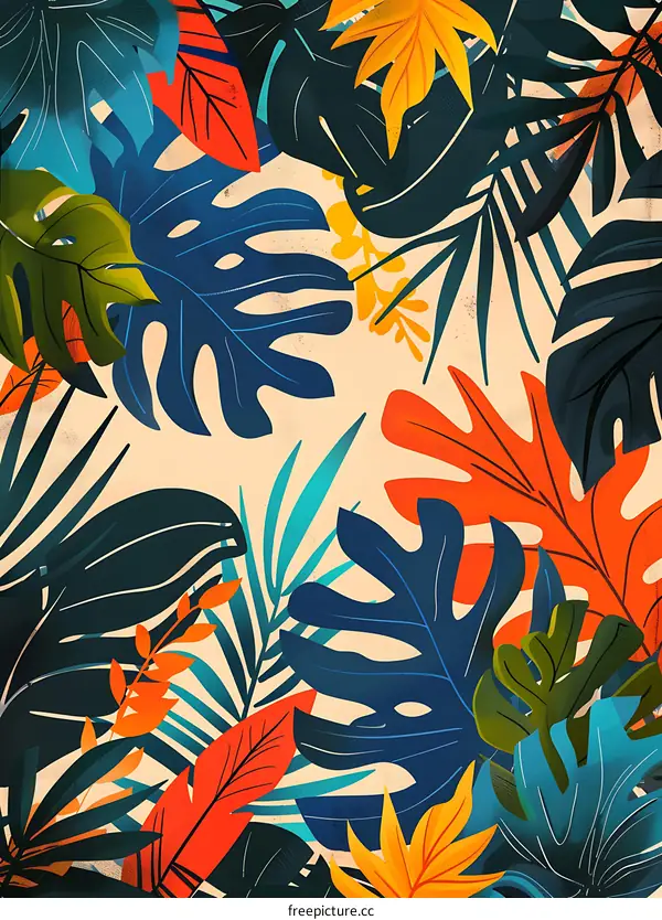Tropical Leaves Pattern Illustration