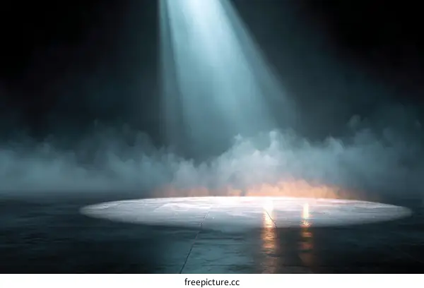Spotlight on Empty Stage with Fog