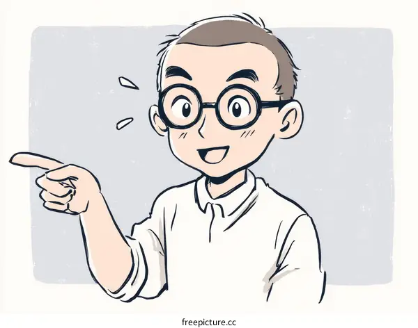 Cartoon Illustration of a Man Pointing