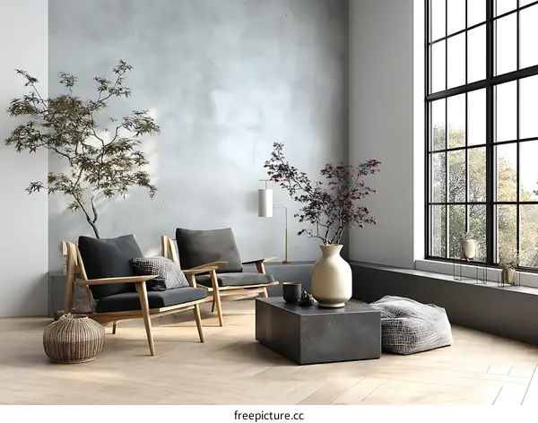 Modern Minimalist Living Room Design with Large Window