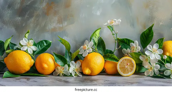 Lemon Still Life: Blossoms and Zest