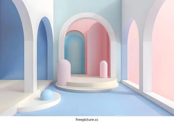 Pastel Colored Archway Room Interior Design Background