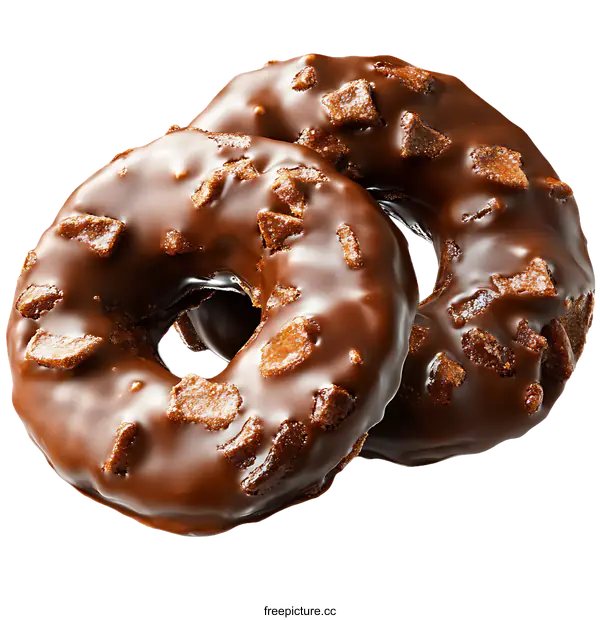 [Transparent Background PNG]Chocolate Glazed Donuts with Crumble Topping