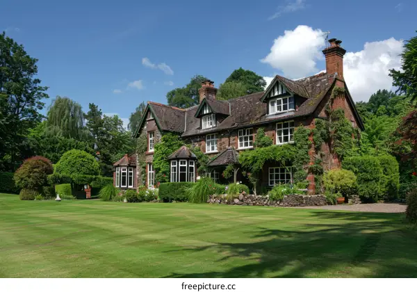 A beautiful English country house with a large garden