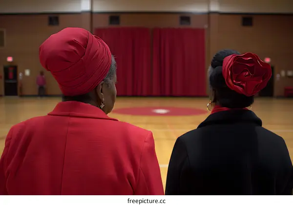 Two African American Women Standing in a Gymnasium