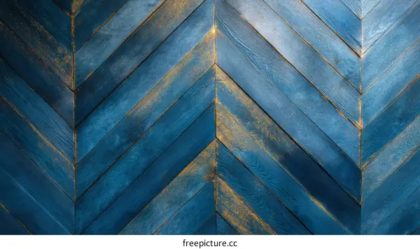 Vintage Blue Herringbone Wood Panel Background