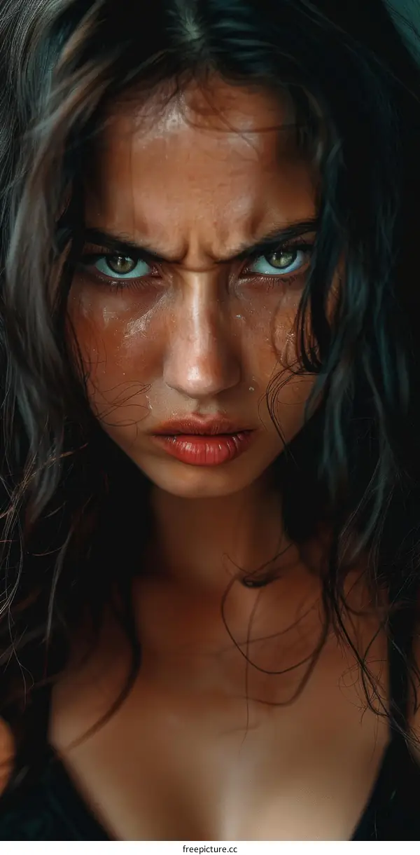 Close-up Portrait of an Angry Woman